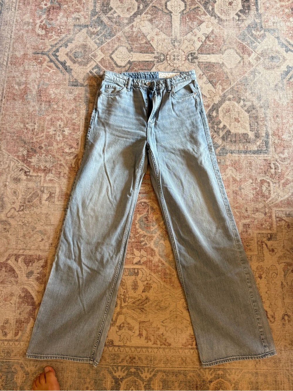 rag & bone Wide-Leg Jeans in Faded Light Blue Denim